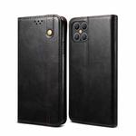 For iPhone 12 / 12 Pro Simple Wax Crazy Horse Texture Horizontal Flip Leather Case with Card Slots & Wallet(Black)