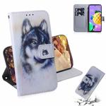 For LG K62 / K52 / Q52 Coloured Drawing Horizontal Flip Leather Case, with Holder & Card Slots & Wallet(White Wolf)