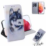 For Samsung Galaxy S21 5G Coloured Drawing Horizontal Flip Leather Case, with Holder & Card Slots & Wallet(White Wolf)