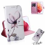 For Samsung Galaxy S21 5G Coloured Drawing Horizontal Flip Leather Case, with Holder & Card Slots & Wallet(Magnolia Flower)