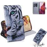For Samsung Galaxy S21 Ultra 5G Coloured Drawing Horizontal Flip Leather Case, with Holder & Card Slots & Wallet(Tiger)