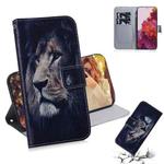 For Samsung Galaxy S21 Ultra 5G Coloured Drawing Horizontal Flip Leather Case, with Holder & Card Slots & Wallet(Lion)