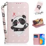 For Huawei Y7a 3D Colored Drawing Horizontal Flip Leather Case with Holder & Card Slots & Wallet & Lanyard(Heart Panda)