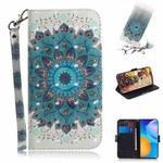 For Huawei Y7a 3D Colored Drawing Horizontal Flip Leather Case with Holder & Card Slots & Wallet & Lanyard(Peacock Wreath)