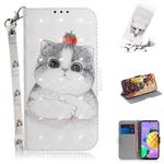 For LG K62 / K52 / Q52 3D Colored Drawing Horizontal Flip Leather Case with Holder & Card Slots & Wallet & Lanyard(Cute Cat)