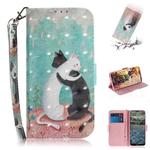 For Nokia 2.4 3D Colored Drawing Horizontal Flip Leather Case with Holder & Card Slots & Wallet & Lanyard(Black White Cat)