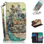 For Nokia 3.4 3D Colored Drawing Horizontal Flip Leather Case with Holder & Card Slots & Wallet & Lanyard(Zoo)