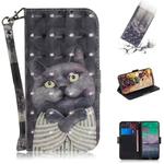 For Nokia 3.4 3D Colored Drawing Horizontal Flip Leather Case with Holder & Card Slots & Wallet & Lanyard(Hug Cat)