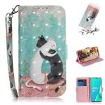 For OPPO A11 3D Colored Drawing Horizontal Flip Leather Case with Holder & Card Slots & Wallet & Lanyard(Black White Cat)
