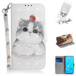 For OPPO A52 3D Colored Drawing Horizontal Flip Leather Case with Holder & Card Slots & Wallet & Lanyard(Cute Cat)