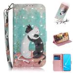 For OPPO A52 3D Colored Drawing Horizontal Flip Leather Case with Holder & Card Slots & Wallet & Lanyard(Black White Cat)