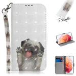 For Samsung Galaxy S21 5G 3D Colored Drawing Horizontal Flip Leather Case with Holder & Card Slots & Wallet & Lanyard(Pug)
