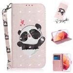 For Samsung Galaxy S21 5G 3D Colored Drawing Horizontal Flip Leather Case with Holder & Card Slots & Wallet & Lanyard(Heart Panda)