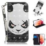 For Samsung Galaxy S21 5G 3D Colored Drawing Horizontal Flip Leather Case with Holder & Card Slots & Wallet & Lanyard(Angry Bear)