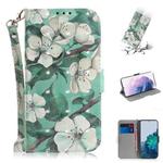 For Samsung Galaxy S21+ 5G 3D Colored Drawing Horizontal Flip Leather Case with Holder & Card Slots & Wallet & Lanyard(Watercolor Flower)