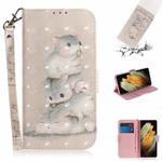 For Samsung Galaxy S21 Ultra 5G 3D Colored Drawing Horizontal Flip Leather Case with Holder & Card Slots & Wallet & Lanyard(Squirrels)