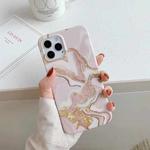 For iPhone 11 Pro Golden Circle Marble Pattern Dual-side Laminating TPU Case (Quicksand Pink)