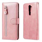 For OPPO A9 (2020) / A5 (2020) Fashion Calf Texture Zipper Horizontal Flip Leather Case with Holder & Card Slots & Wallet(Rose Gold)