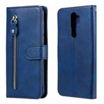 For OPPO A9 (2020) / A5 (2020) Fashion Calf Texture Zipper Horizontal Flip Leather Case with Holder & Card Slots & Wallet(Blue)