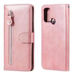 For OPPO A53 / A53S / A32 / A33 Fashion Calf Texture Zipper Horizontal Flip Leather Case with Holder & Card Slots & Wallet(Rose Gold)