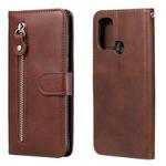 For OPPO A53 / A53S / A32 / A33 Fashion Calf Texture Zipper Horizontal Flip Leather Case with Holder & Card Slots & Wallet(Brown)