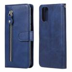 For OPPO Realme 7 Pro Fashion Calf Texture Zipper Horizontal Flip Leather Case with Holder & Card Slots & Wallet(Blue)