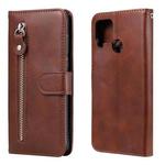 For OPPO Realme C15 / C12 Fashion Calf Texture Zipper Horizontal Flip Leather Case with Holder & Card Slots & Wallet(Brown)