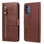 For OPPO Reno4 Pro 5G Fashion Calf Texture Zipper Horizontal Flip Leather Case with Holder & Card Slots & Wallet(Brown)