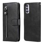 For OPPO Reno4 5G Fashion Calf Texture Zipper Horizontal Flip Leather Case with Holder & Card Slots & Wallet(Black)