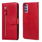 For OPPO Reno4 5G Fashion Calf Texture Zipper Horizontal Flip Leather Case with Holder & Card Slots & Wallet(Red)