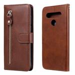 For LG K41S / K51S Fashion Calf Texture Zipper Horizontal Flip Leather Case with Holder & Card Slots & Wallet(Brown)