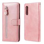 For LG Velvet Fashion Calf Texture Zipper Horizontal Flip Leather Case with Holder & Card Slots & Wallet(Rose Gold)