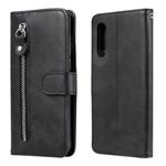 For LG Velvet Fashion Calf Texture Zipper Horizontal Flip Leather Case with Holder & Card Slots & Wallet(Black)
