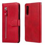 For LG Velvet Fashion Calf Texture Zipper Horizontal Flip Leather Case with Holder & Card Slots & Wallet(Red)