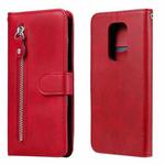 For Motorola Moto G9 Play / Moto E7 Plus Fashion Calf Texture Zipper Horizontal Flip Leather Case with Holder & Card Slots & Wallet(Red)