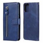 For Motorola Moto G9 Plus Fashion Calf Texture Zipper Horizontal Flip Leather Case with Holder & Card Slots & Wallet(Blue)