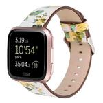 For Fitbit Versa 1 / 2 Flower Pattern  Watch Band(White Yellow)