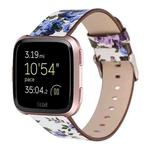 For Fitbit Versa 1 / 2 Flower Pattern  Watch Band(White Blue)
