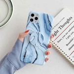 Flow Color Frosted Marble Pattern Protective Case with Folding Holder For iPhone 11 Pro(Blue)