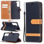 For Samsung Galaxy S21 5G Color Matching Denim Texture Horizontal Flip Leather Case with Holder & Card Slots & Wallet & Lanyard(Black)