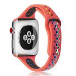 Rainbow Silicone Watch Band For Apple Watch Series 8&7 41mm / SE 2&6&SE&5&4 40mm / 3&2&1 38mm(Red)