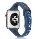 Rainbow Silicone Watch Band For Apple Watch Ultra 49mm / Series 8&7 45mm / SE 2&6&SE&5&4 44mm / 3&2&1 42mm(Blue)
