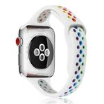 Rainbow Silicone Watch Band For Apple Watch Ultra 49mm / Series 8&7 45mm / SE 2&6&SE&5&4 44mm / 3&2&1 42mm(White)