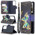 For Samsung Galaxy S30 Ultra Colored Drawing Pattern Zipper Horizontal Flip Leather Case with Holder & Card Slots & Wallet(Big Butterfly)