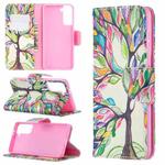 For Samsung Galaxy S21 5G Colored Drawing Pattern Horizontal Flip Leather Case with Holder & Card Slots & Wallet(Life Tree)