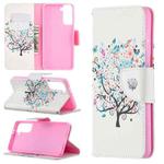 For Samsung Galaxy S21 5G Colored Drawing Pattern Horizontal Flip Leather Case with Holder & Card Slots & Wallet(Little Tree)
