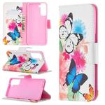 For Samsung Galaxy S21+ 5G Colored Drawing Pattern Horizontal Flip Leather Case with Holder & Card Slots & Wallet(Butterfly)