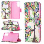 For Samsung Galaxy S21+ 5G Colored Drawing Pattern Horizontal Flip Leather Case with Holder & Card Slots & Wallet(Life Tree)