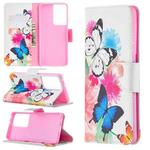 For Samsung Galaxy S21 Ultra 5G Colored Drawing Pattern Horizontal Flip Leather Case with Holder & Card Slots & Wallet(Butterfly)