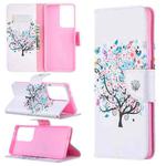 For Samsung Galaxy S21 Ultra 5G Colored Drawing Pattern Horizontal Flip Leather Case with Holder & Card Slots & Wallet(Little Tree)